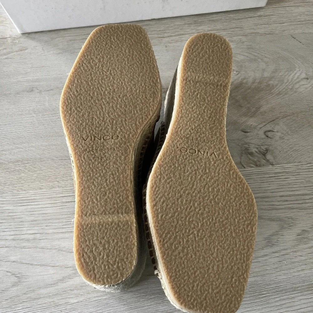 VINCE Gaelan‎ Olivewood Suede Espadrille Wedge Sandals Size 7.5 7 1/2